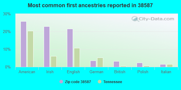 Most common first ancestries reported in 38587