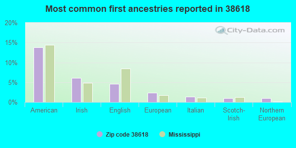 Most common first ancestries reported in 38618