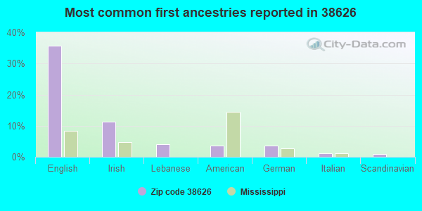 Most common first ancestries reported in 38626