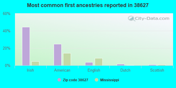 Most common first ancestries reported in 38627