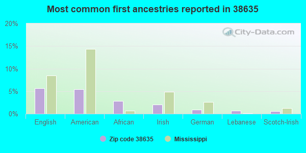 Most common first ancestries reported in 38635