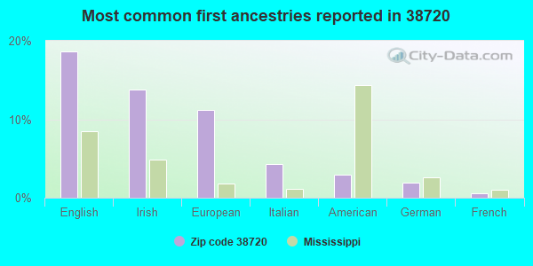 Most common first ancestries reported in 38720