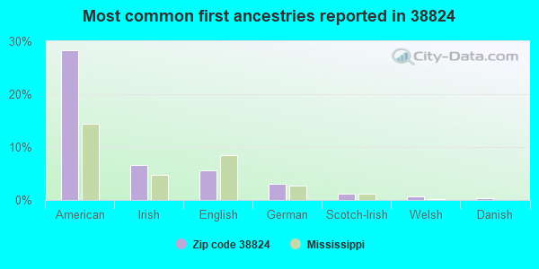 Most common first ancestries reported in 38824