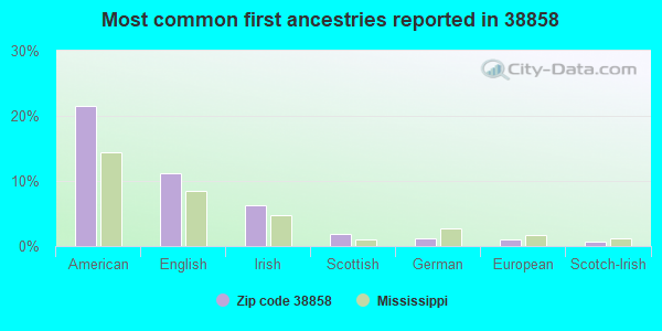 Most common first ancestries reported in 38858