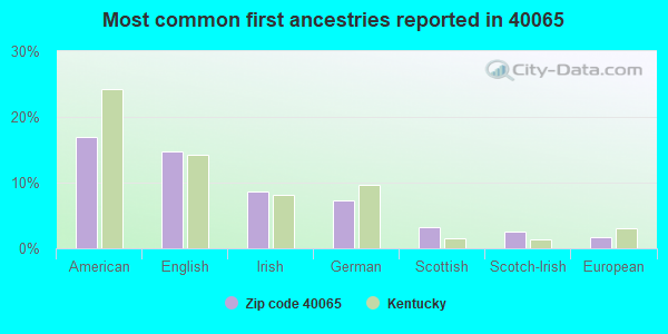 Most common first ancestries reported in 40065
