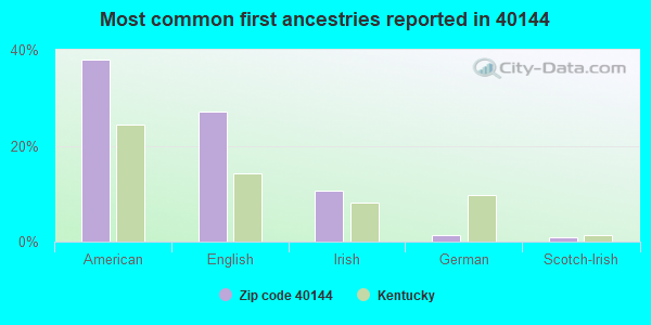 Most common first ancestries reported in 40144