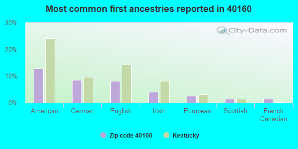 Most common first ancestries reported in 40160