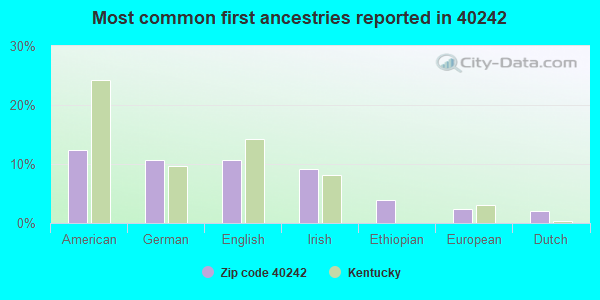Most common first ancestries reported in 40242