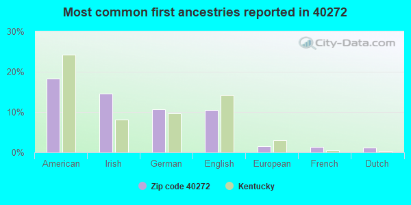 Most common first ancestries reported in 40272