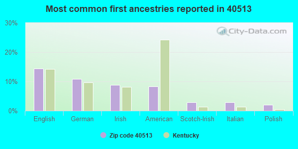 Most common first ancestries reported in 40513