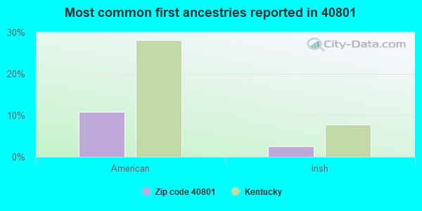 Most common first ancestries reported in 40801