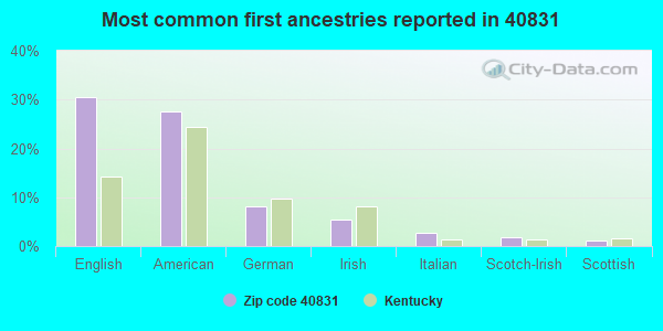 Most common first ancestries reported in 40831