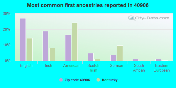 Most common first ancestries reported in 40906