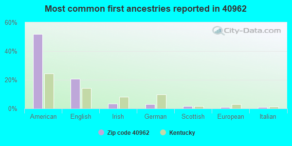 Most common first ancestries reported in 40962