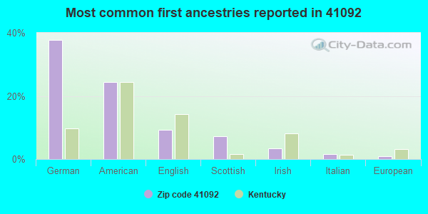 Most common first ancestries reported in 41092