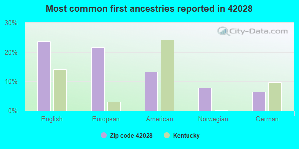 Most common first ancestries reported in 42028