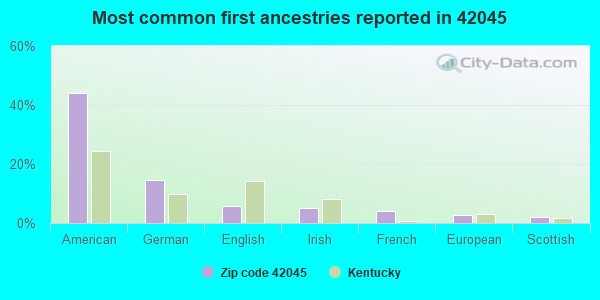 Most common first ancestries reported in 42045