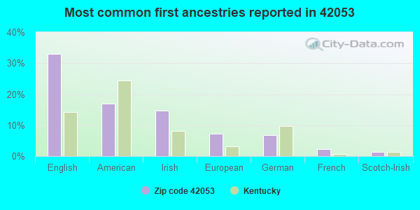 Most common first ancestries reported in 42053