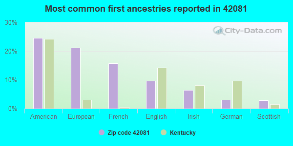 Most common first ancestries reported in 42081