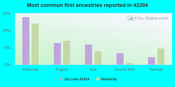 Most common first ancestries reported in 42204