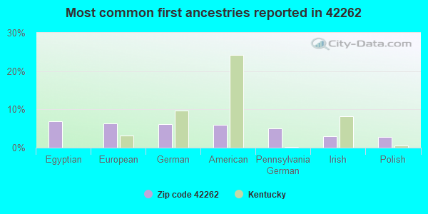 Most common first ancestries reported in 42262
