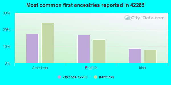Most common first ancestries reported in 42265