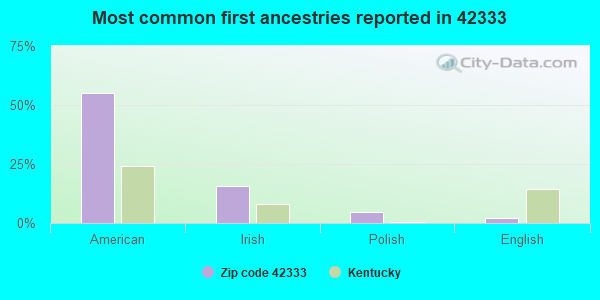 Most common first ancestries reported in 42333