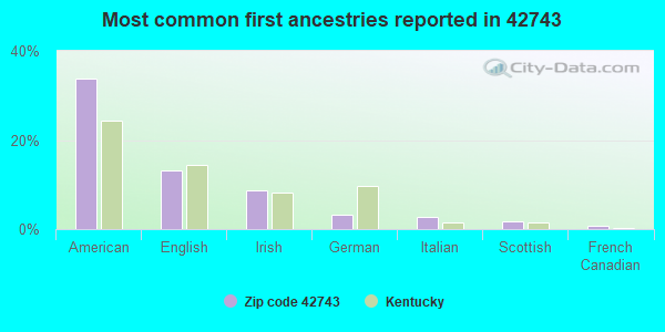 Most common first ancestries reported in 42743