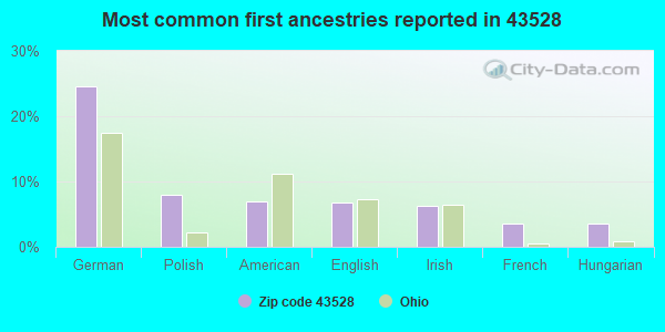 Most common first ancestries reported in 43528