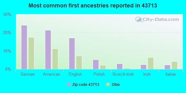 Most common first ancestries reported in 43713