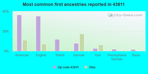 Most common first ancestries reported in 43811