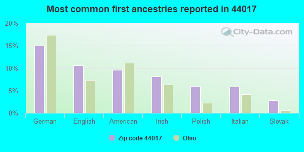 Most common first ancestries reported in 44017