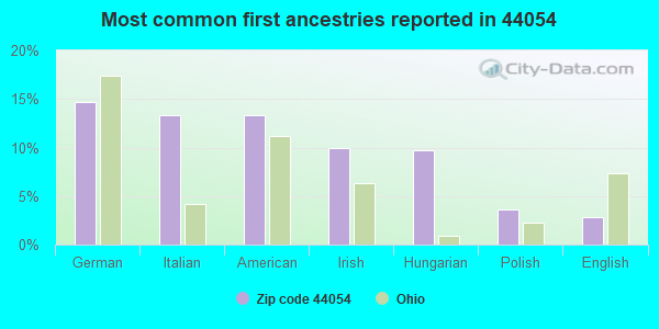 Most common first ancestries reported in 44054