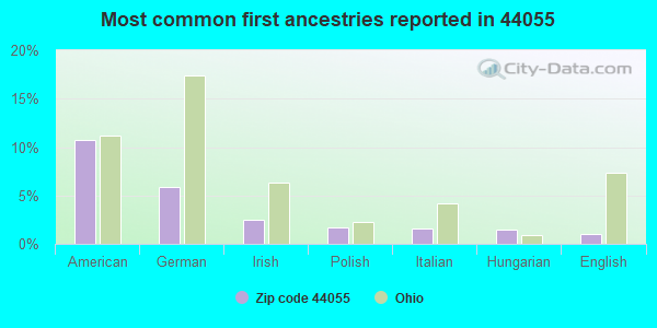 Most common first ancestries reported in 44055