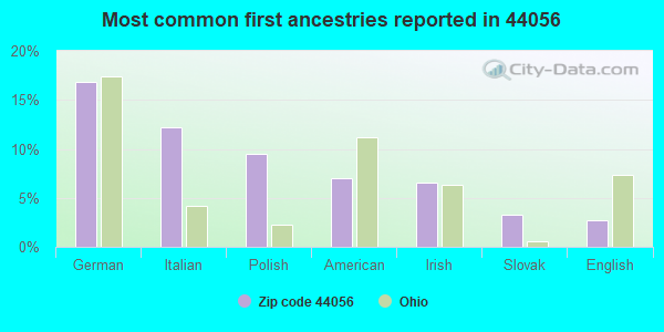Most common first ancestries reported in 44056
