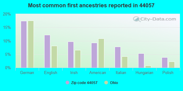 Most common first ancestries reported in 44057