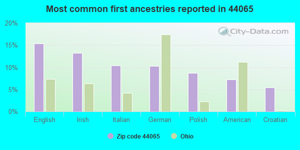 Most common first ancestries reported in 44065