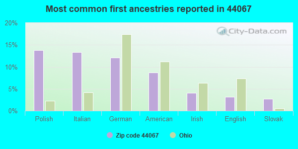 Most common first ancestries reported in 44067