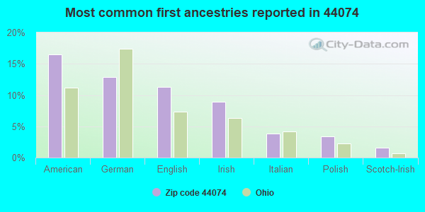 Most common first ancestries reported in 44074