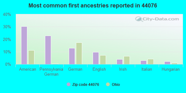 Most common first ancestries reported in 44076