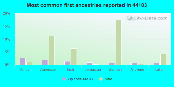 Most common first ancestries reported in 44103