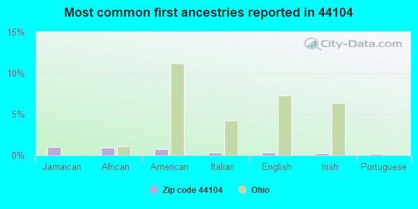Most common first ancestries reported in 44104