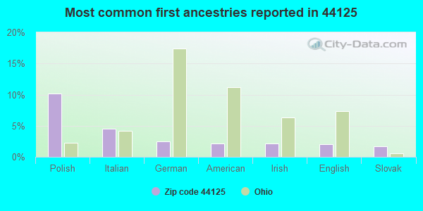 Most common first ancestries reported in 44125