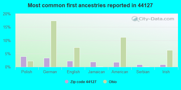 Most common first ancestries reported in 44127