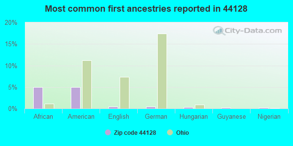 Most common first ancestries reported in 44128