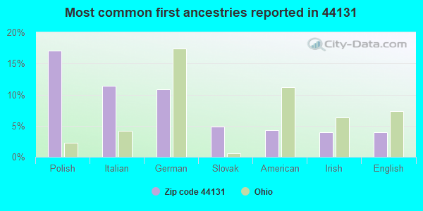 Most common first ancestries reported in 44131