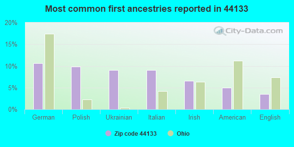 Most common first ancestries reported in 44133