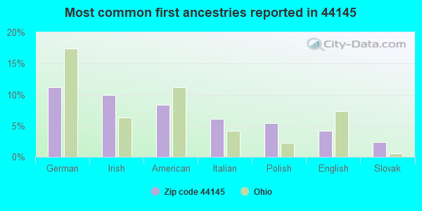 Most common first ancestries reported in 44145