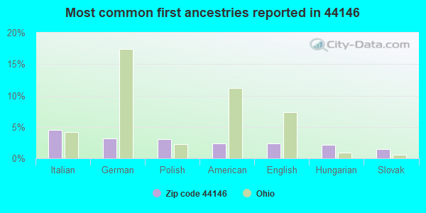 Most common first ancestries reported in 44146