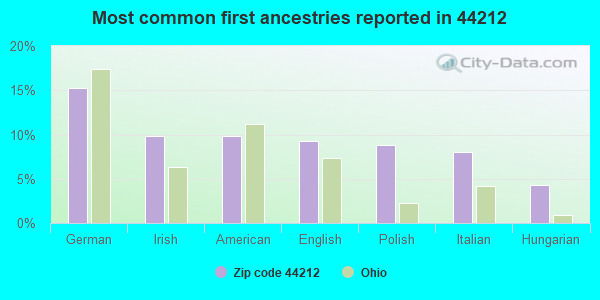 Most common first ancestries reported in 44212